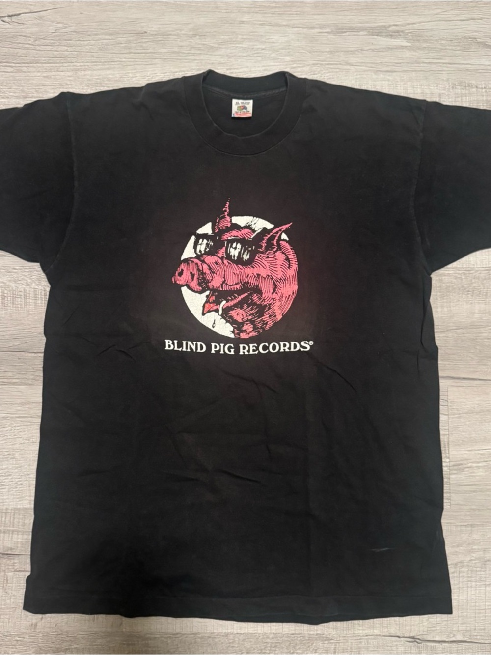 Vtg Blind Pig Records Shirt Mens XL Black Fruit Of The Loom Graphic Tee 90s USA